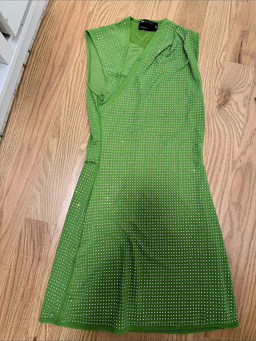 ASOS Design Embellished Green Mini Dress Size XS